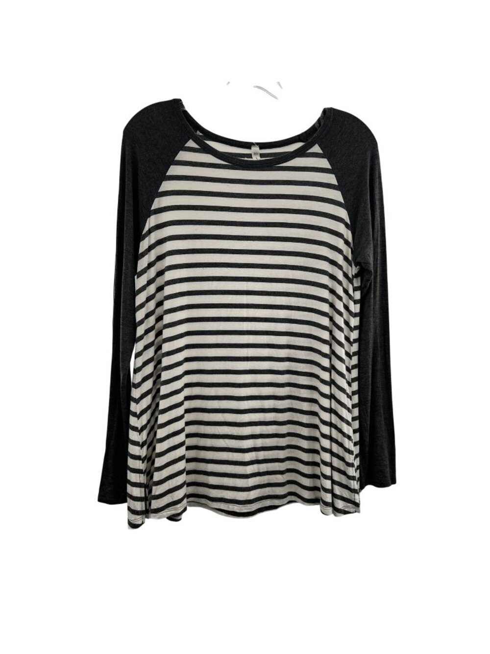 MTS Women's Striped Long Sleeve Pullover Top Gray/White Size Medium